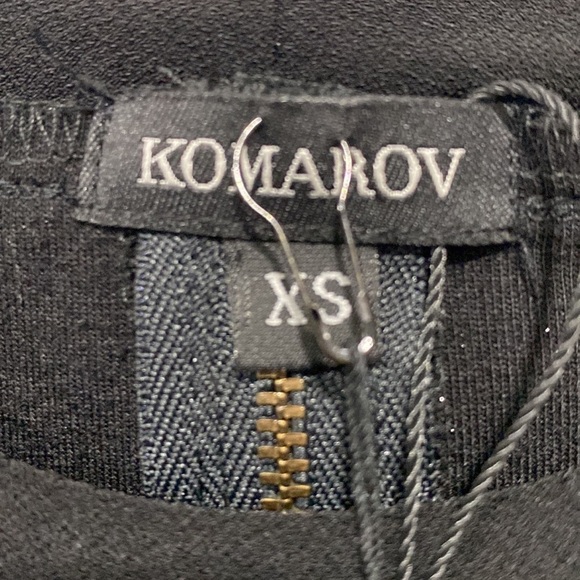 Women’s Glitter Back Zip Up Long Sleeve Blouse - Komarov Black Size XS - Picture 4 of 6